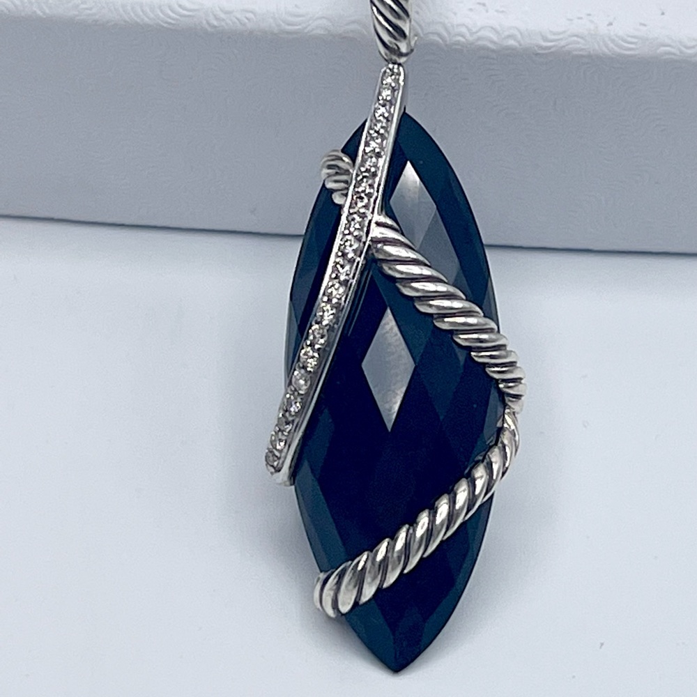 David Yurman Black Onyx & Diamond
Cable Wrap Pendant - Picture 5 of 10